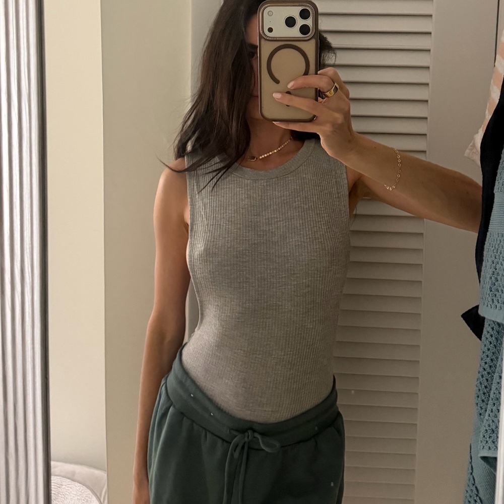 Urban gray Sleeveless Ribbed bodysuit